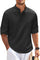 Ribbed Knit Henley Shirt for Men - Schwarz