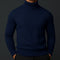 Ribbed Knit Roll Neck Sweater for Men - Blue