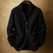 Ribbed Knit Shawl Collar Wool Cardigan Sweater with Patch Pockets for Men - Black