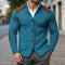 Ribbed Knit Stand Collar Cardigan Sweater with Pockets for Men - Ocean Blue