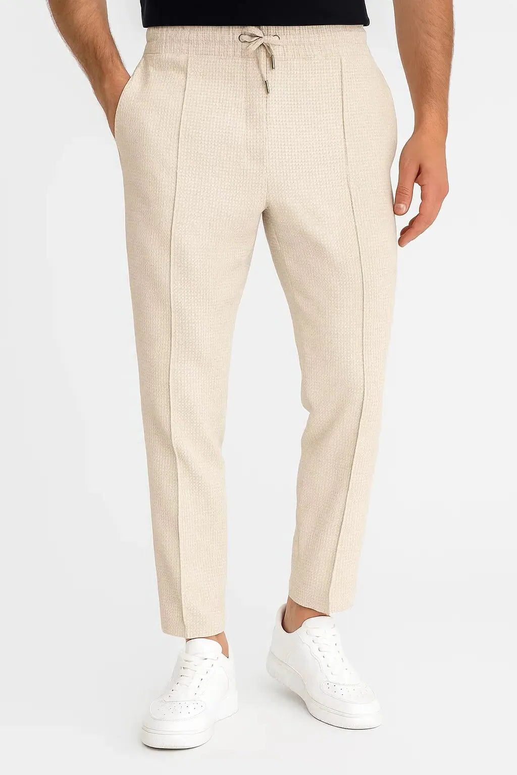 Ribbed Knit Straight Leg Trousers for Men