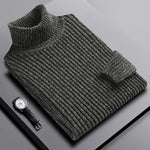 Ribbed Knit Turtleneck Sweater for Men - Green