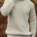 Ribbed Knit Winter Turtleneck Sweater for Men