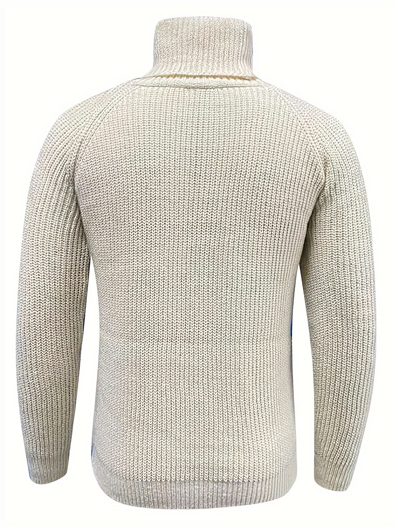 Ribbed Knit Winter Turtleneck Sweater for Men - View 3