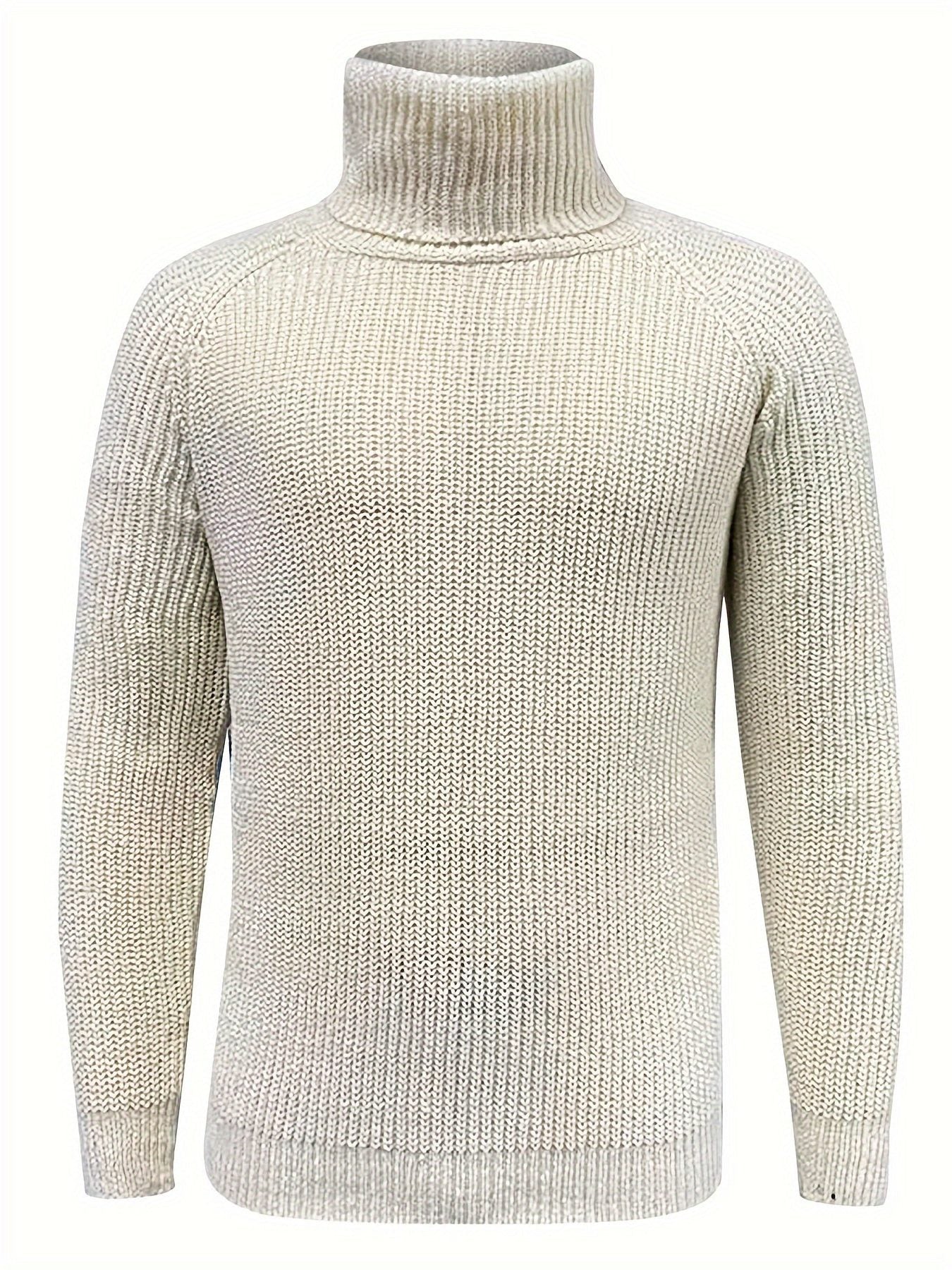 Ribbed Knit Winter Turtleneck Sweater for Men - View 5