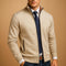 Ribbed Knit Zip-Up Cardigan for Men