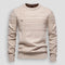 Ribbed Panel Crew Neck Sweater for Men - Beige