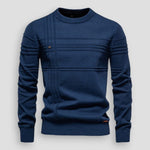 Ribbed Panel Crew Neck Sweater for Men - Blue