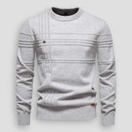 Ribbed Panel Crew Neck Sweater for Men - Light Gray