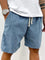 Ribbed Relaxed Fit Drawstring Shorts for Men - Blue