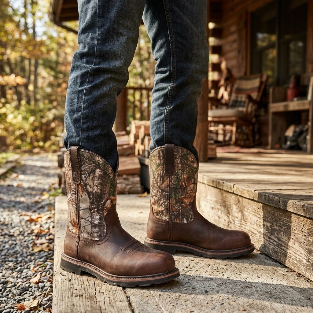 Round Toe Mid Calf Cowboy Boots for Men - View 4