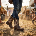 Round Toe Mid Calf Cowboy Boots for Men - View 5