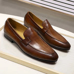 Round Toe Slip-On Formal Leather Loafer Shoes for Men