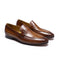 Round Toe Slip-On Formal Leather Loafer Shoes for Men - Brown