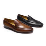Round Toe Slip-On Formal Leather Loafer Shoes for Men - View 2