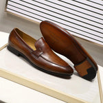 Round Toe Slip-On Formal Leather Loafer Shoes for Men - View 3
