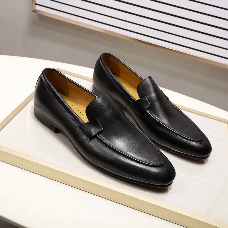 Round Toe Slip-On Formal Leather Loafer Shoes for Men - View 6