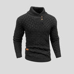 Shawl Collar Basketweave Knit Sweater with Buttons for Men