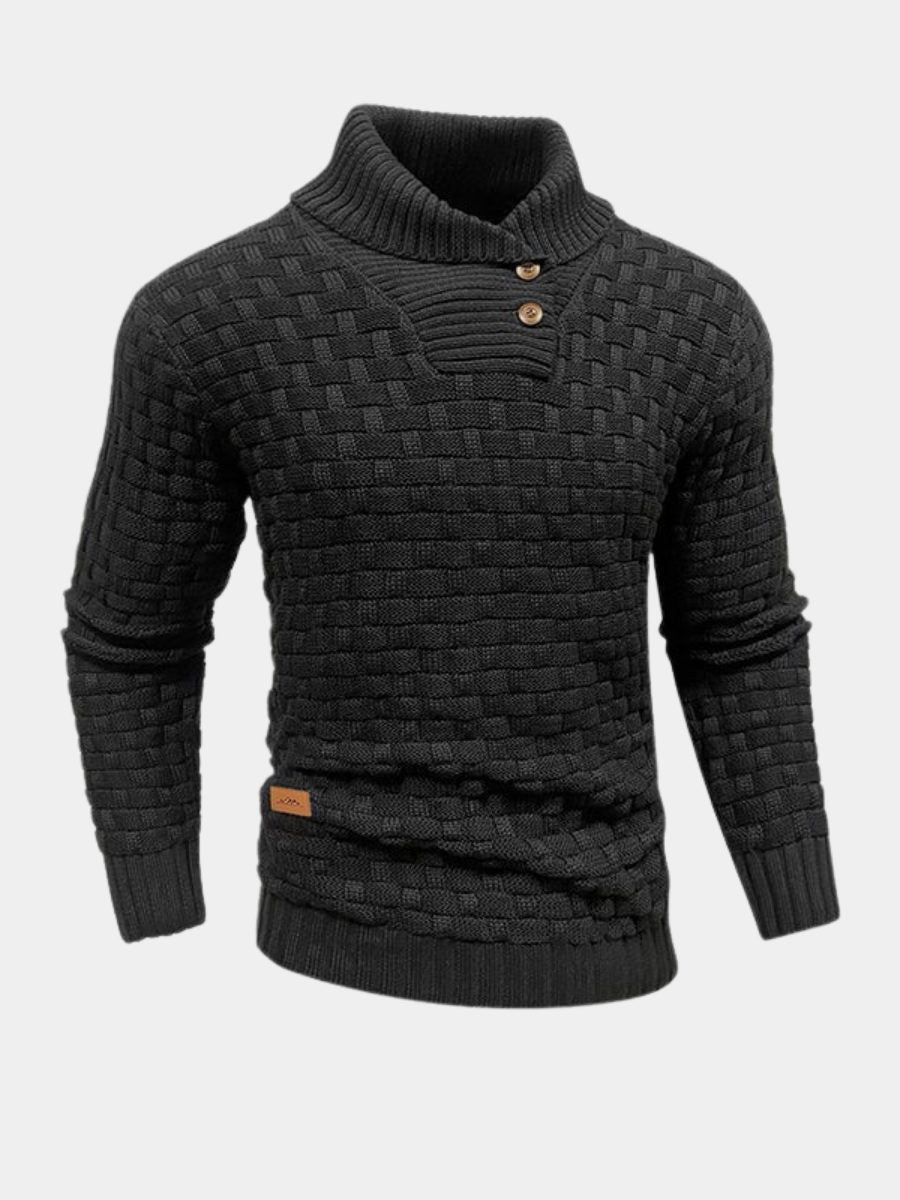 Shawl Collar Basketweave Knit Sweater with Buttons for Men - View 8
