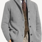 Shawl Collar Button-Up Knit Cardigan with Pockets for Men
