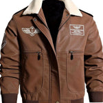 Sherpa Collar Faux Leather Bomber Jacket for Men - View 12