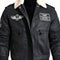 Sherpa Collar Faux Leather Bomber Jacket for Men - Black