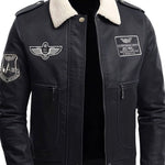 Sherpa Collar Faux Leather Bomber Jacket for Men - View 3