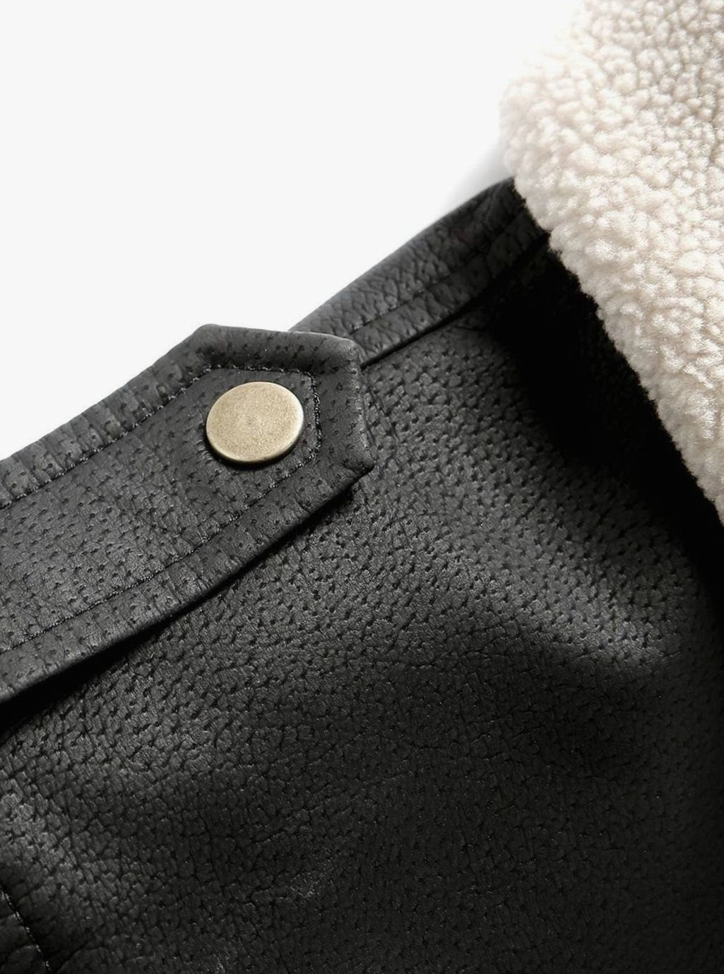 Sherpa Collar Faux Leather Bomber Jacket for Men - View 4
