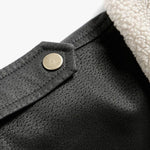 Sherpa Collar Faux Leather Bomber Jacket for Men - View 4
