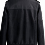 Sherpa Collar Faux Leather Bomber Jacket for Men - View 5