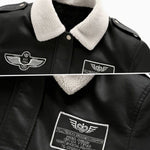 Sherpa Collar Faux Leather Bomber Jacket for Men - View 7