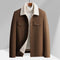 Sherpa Lined Button-Up Winter Jacket with Flap Pockets for Men - Brown
