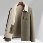 Sherpa Lined Button-Up Winter Jacket with Flap Pockets for Men - View 2