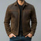 Shirt Collar Zip-Up Leather Jacket for Men