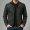 Shirt Collar Zip-Up Leather Jacket for Men - Black