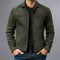 Shirt Collar Zip-Up Leather Jacket for Men - Light Green