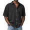Short Sleeve Button-Down Denim Shirt for Men - Black