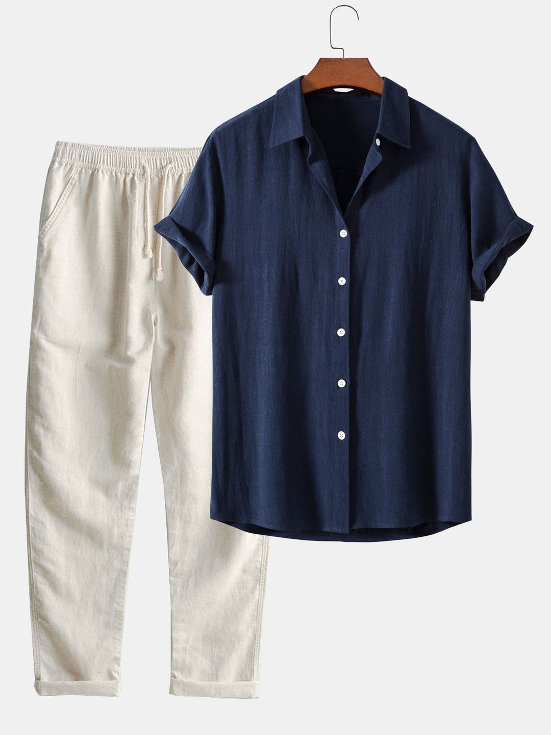 Short Sleeve Button-Down Shirt for Men - Navy blau