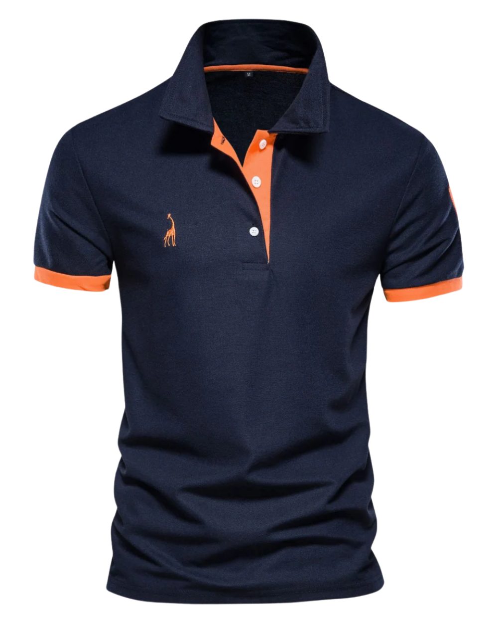 Short Sleeve Contrast Trim Polo Shirt for Men - Orange-Navy Blue