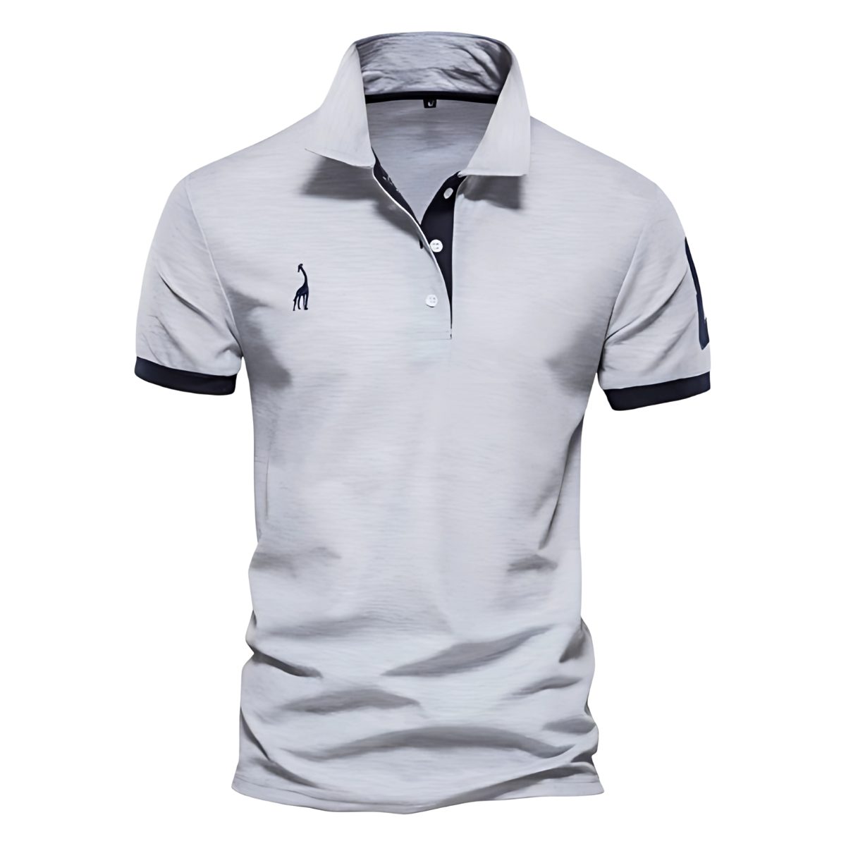 Short Sleeve Contrast Trim Polo Shirt for Men - Gray