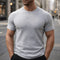 Short Sleeve Crew Neck Knit Cashmere Sweater for Men - Gray