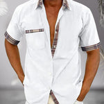 Short Sleeve Stand Collar Button-Down Shirt for Men