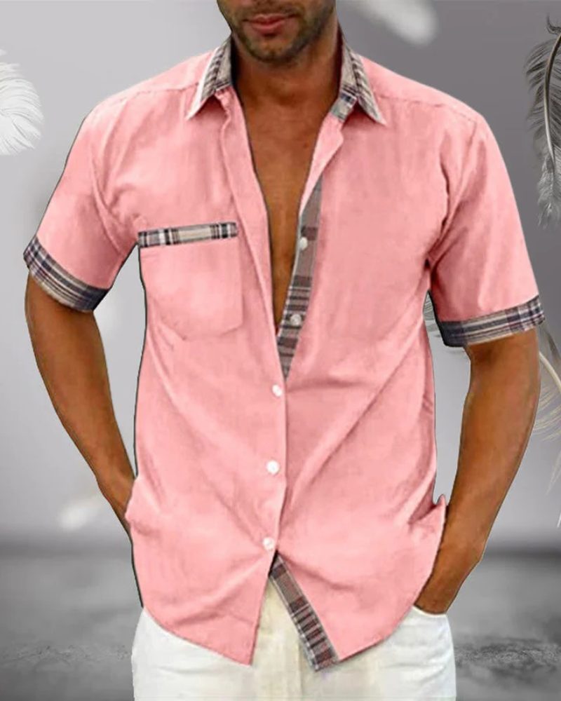 Short Sleeve Stand Collar Button-Down Shirt for Men - View 8