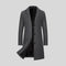 Single-Breasted Long Winter Coat with Lapel Collar for Men - Dark Gray