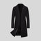 Single-Breasted Long Winter Coat with Lapel Collar for Men - Black