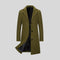 Single-Breasted Long Winter Coat with Lapel Collar for Men - Military Green