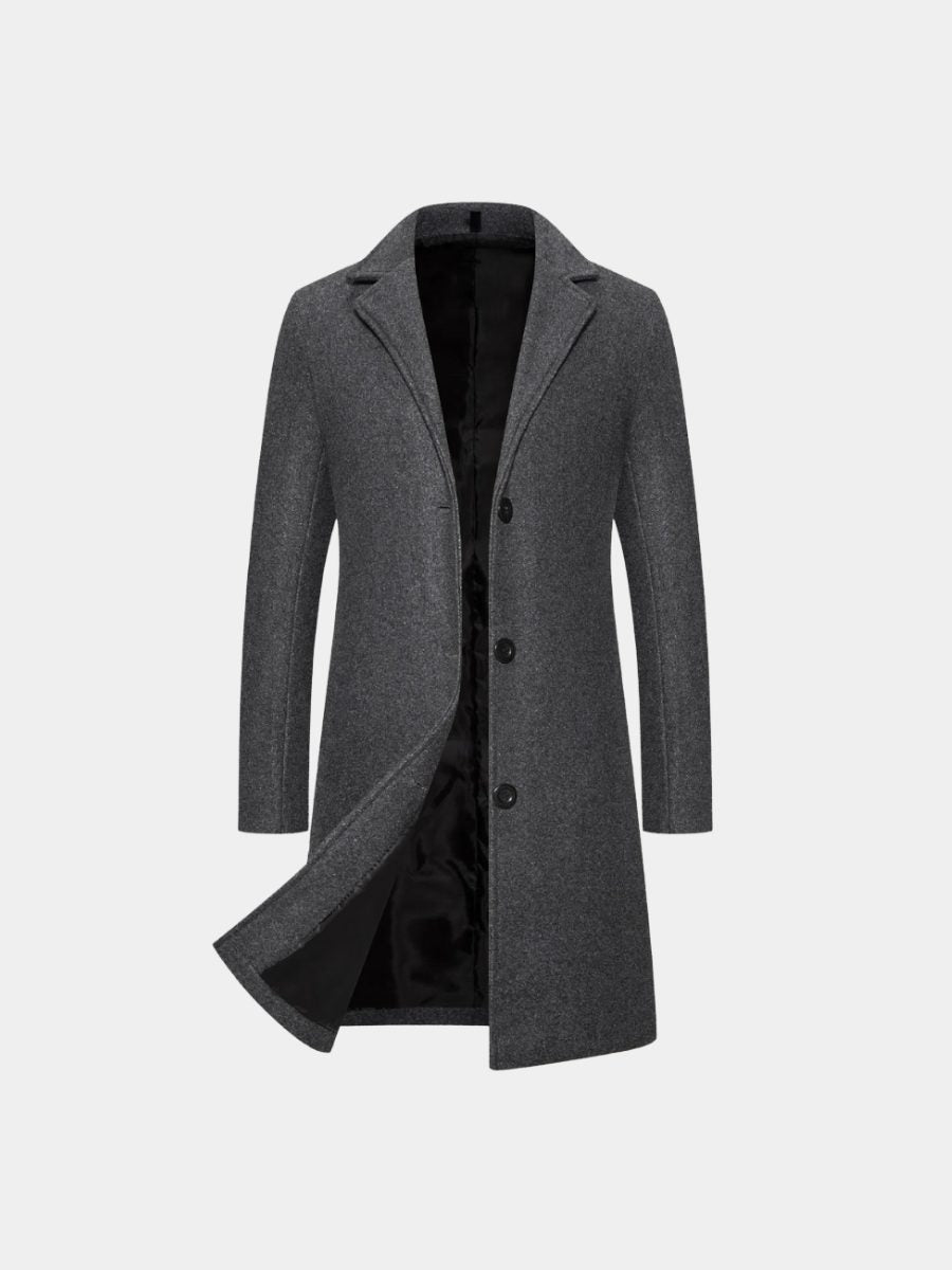 Single-Breasted Long Winter Coat with Lapel Collar for Men - View 9