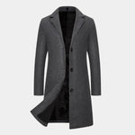 Single-Breasted Long Winter Coat with Lapel Collar for Men - View 9