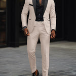 Single-Button Shawl Collar Two-Piece Suit for Men - White