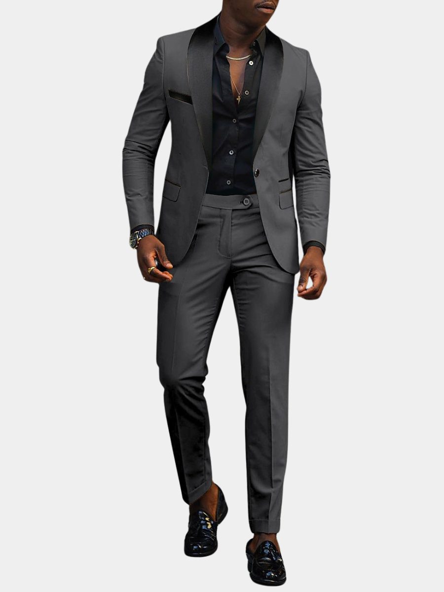 Single-Button Shawl Collar Two-Piece Suit for Men
